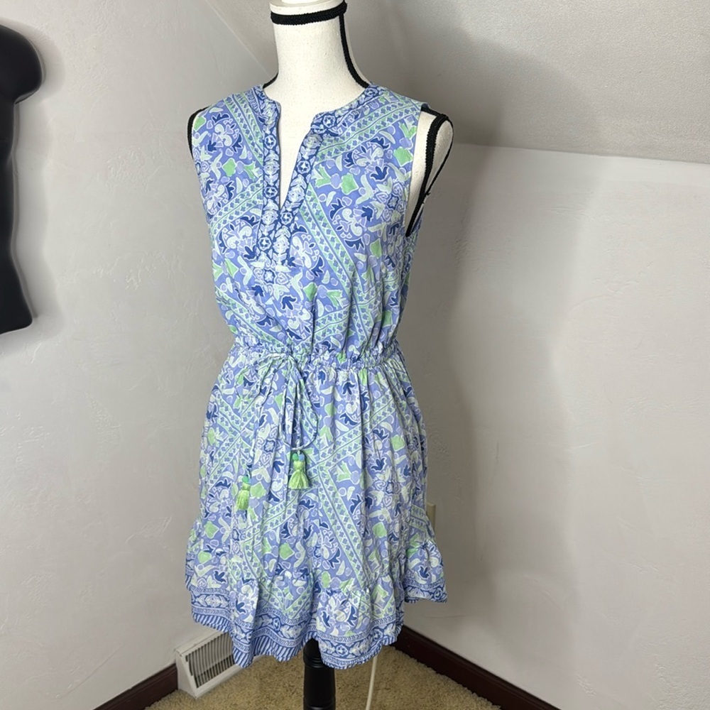 Vineyard Vines Blue & Green Sleeveless Midi Dress
